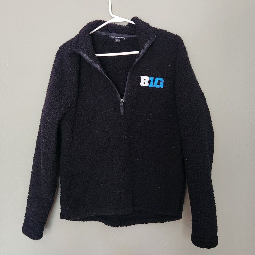BIG Ten Fleece 1/4 Zip Pullover Sweatshirt, Black, XS